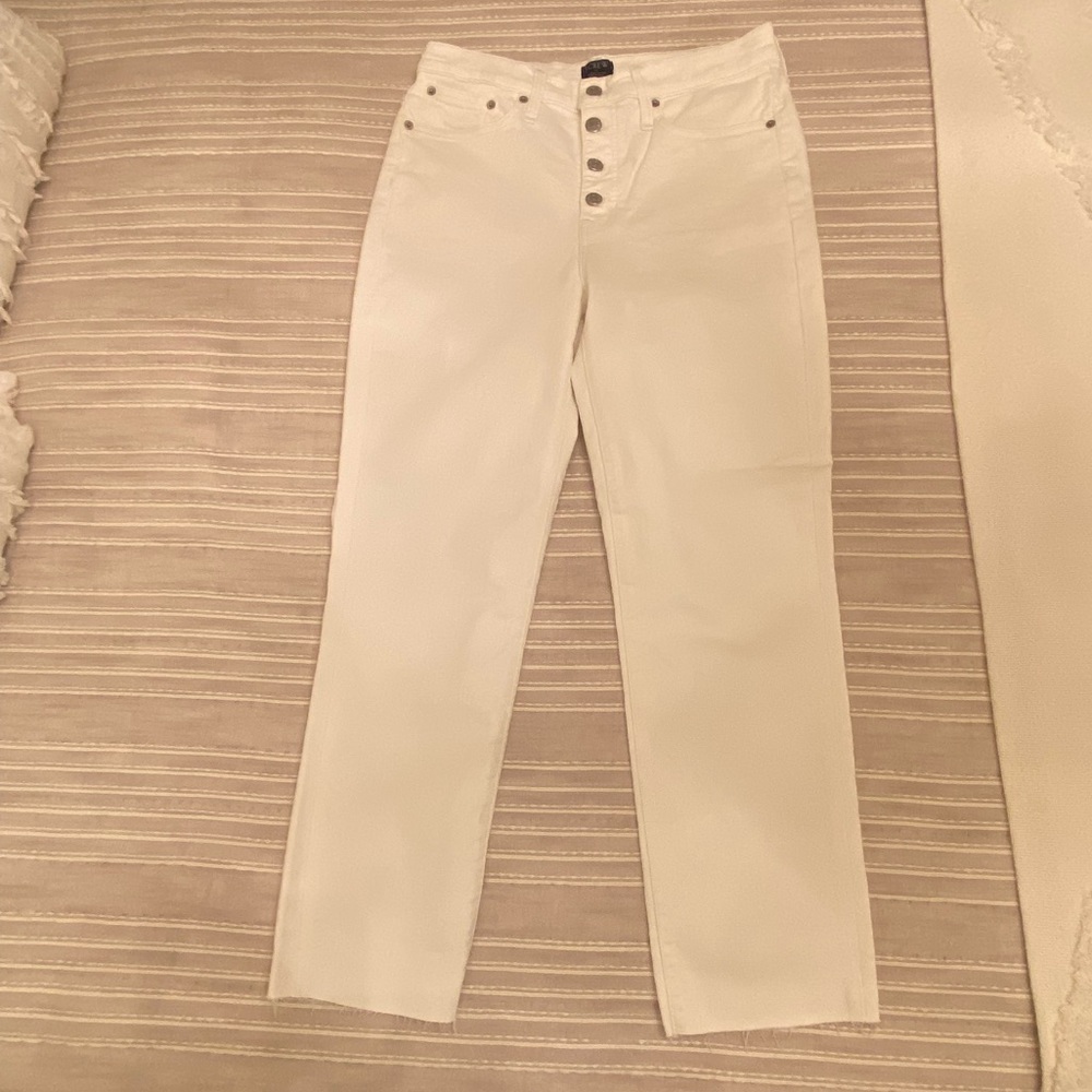J. Crew High Rise Vintage Straight Ankle Jeans-Off White, size 29